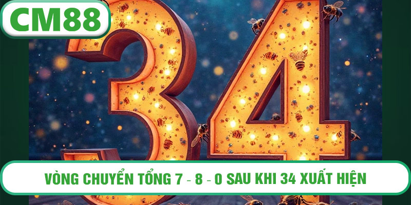 Vòng chuyển tổng 7 → 8 → 0 sau khi 34 xuất hiện, mô phỏng quy luật 3 kỳ liên tiếp.